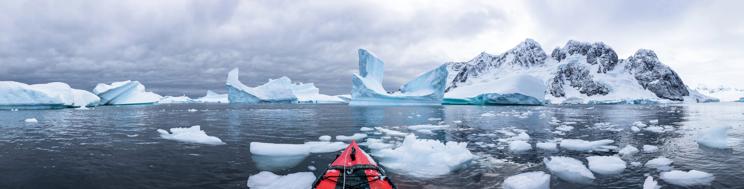 Kayaking among icebergs