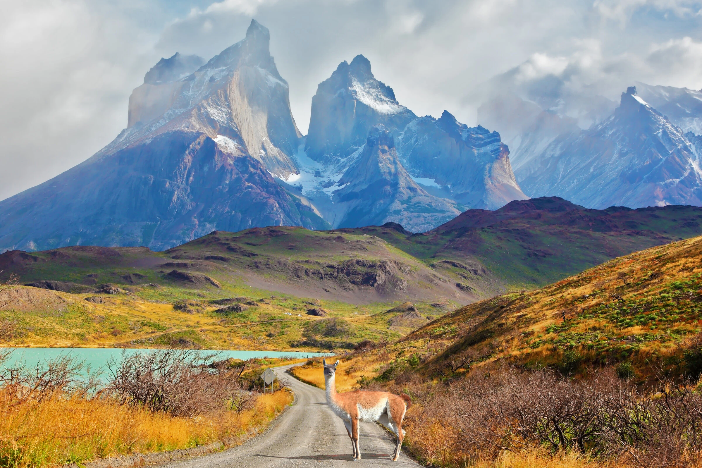 Los Cuernos above Lake Pehoe, Torres del Paine