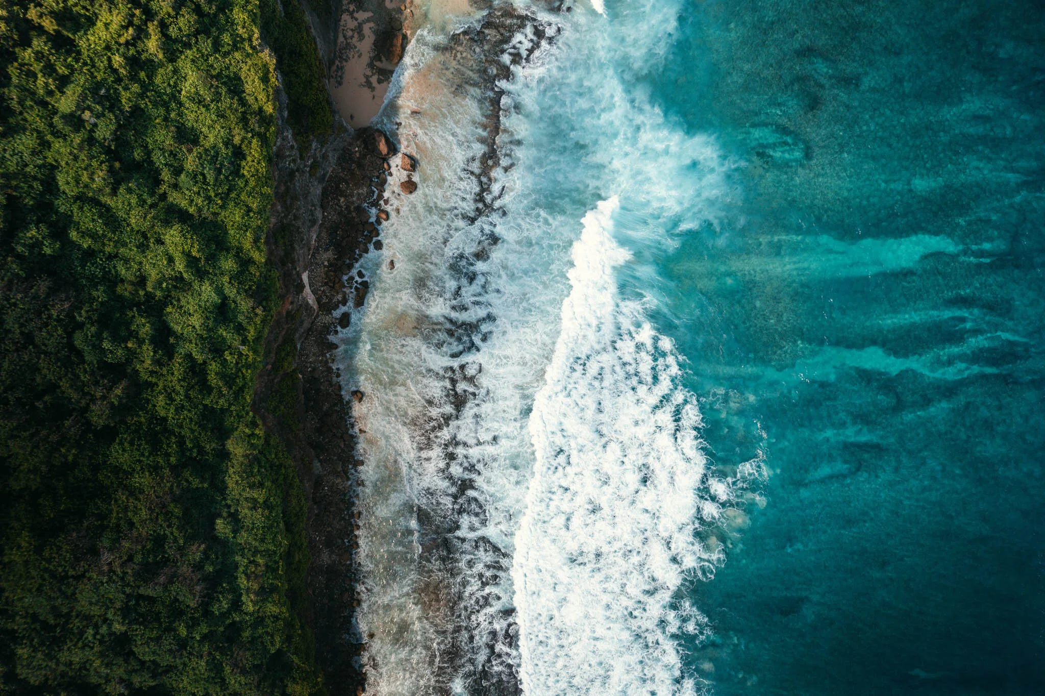 A tropical coastline from the air