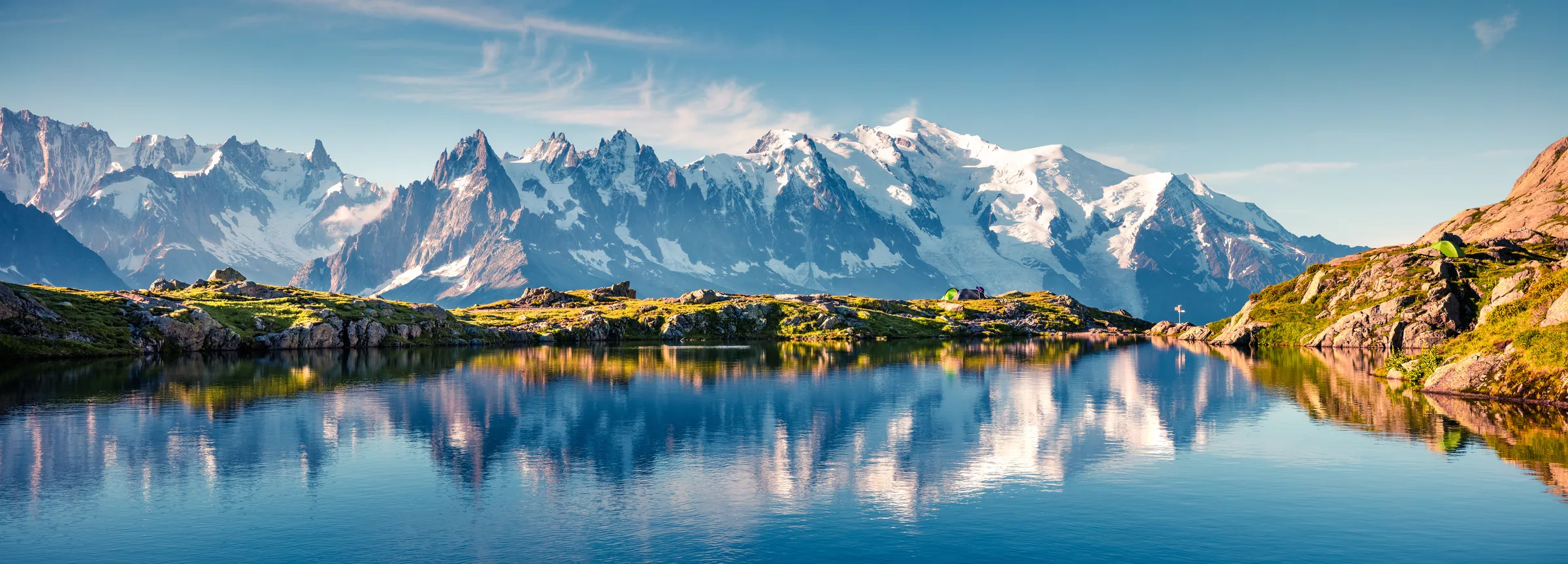 The Mont Blanc massif reflected in Lac Blanc
