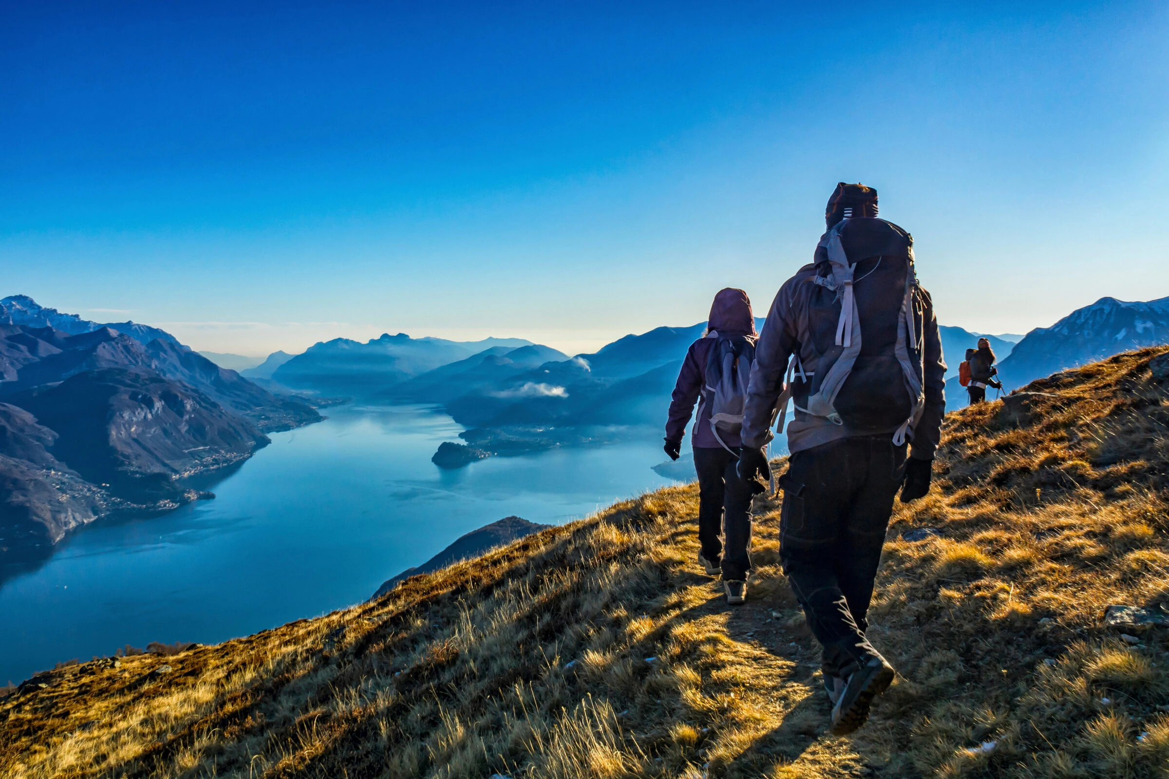Hikers above Lake Como