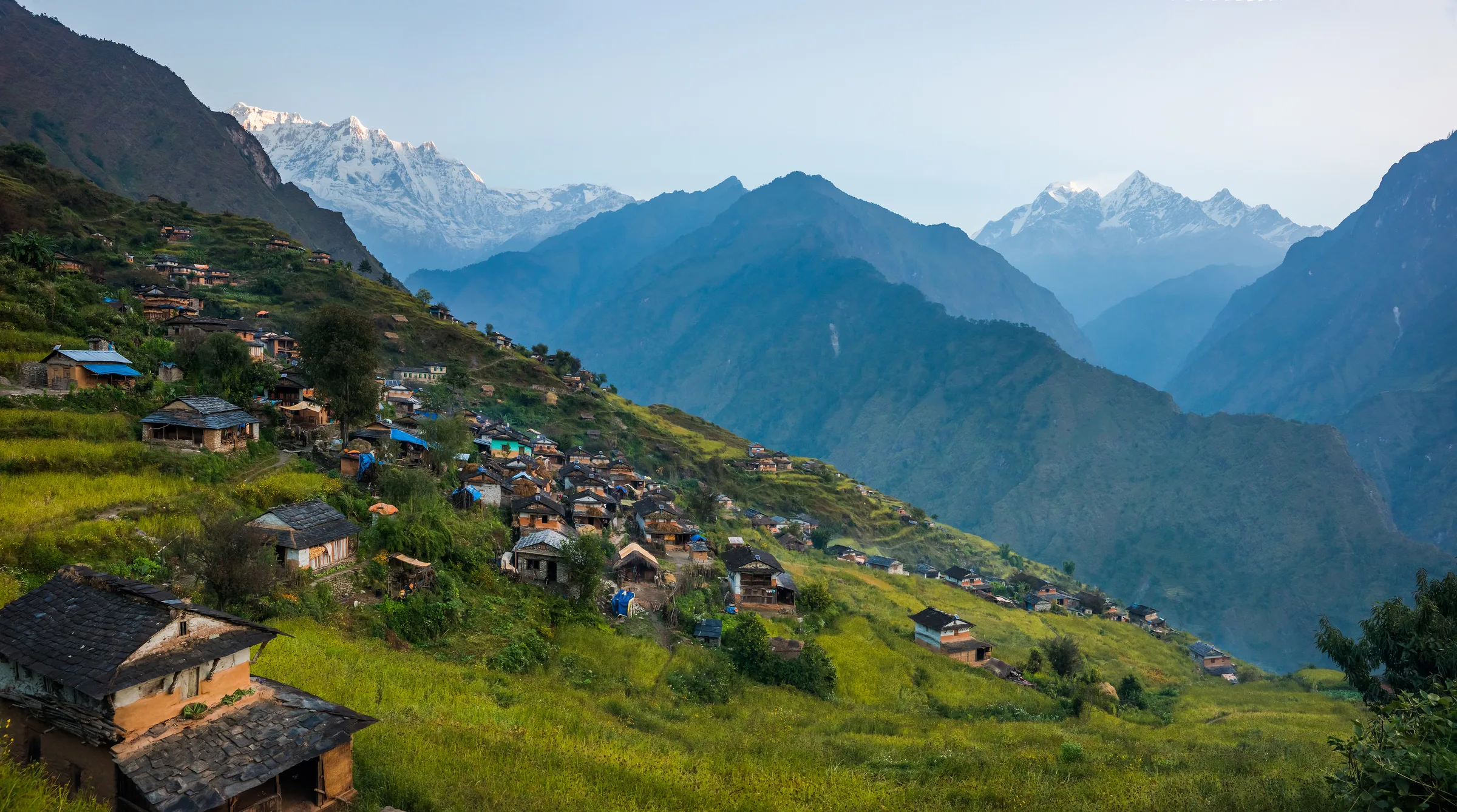 Muri village and hill terraces in the Annapurna region