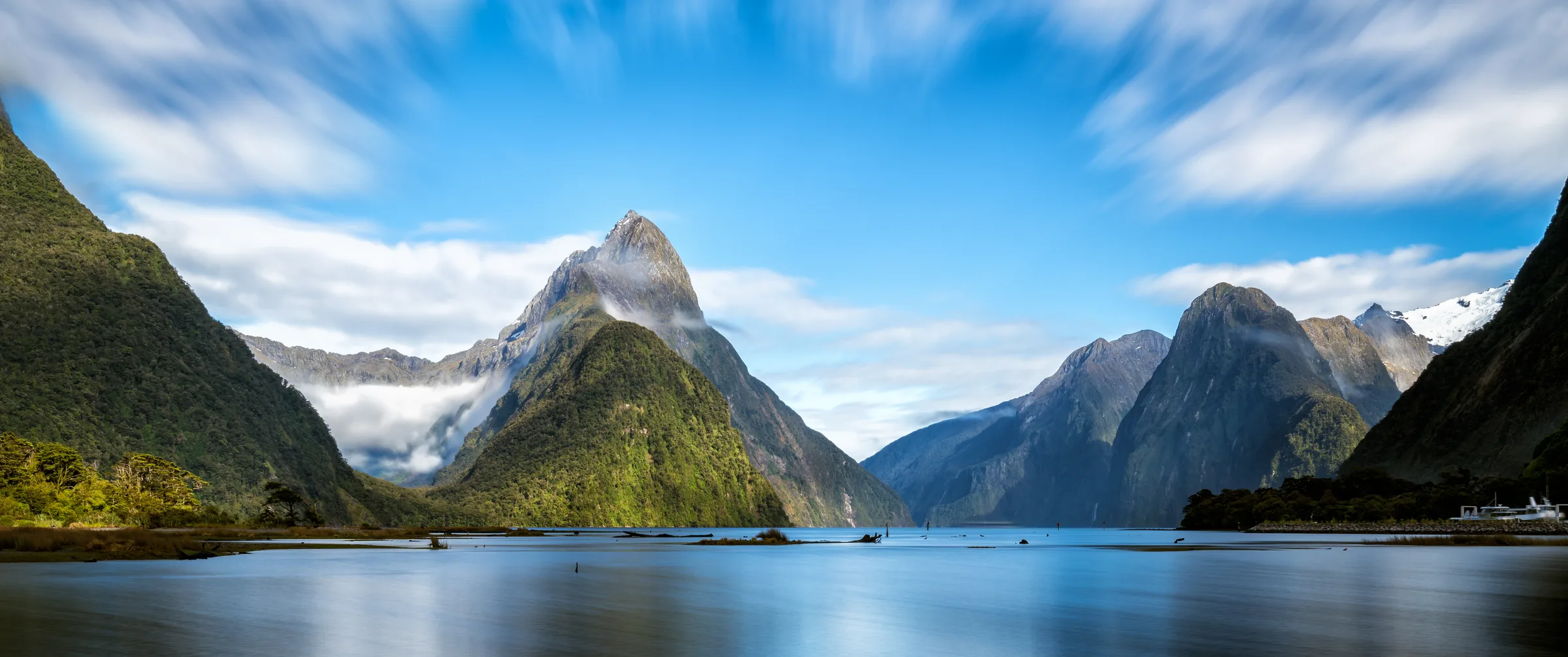 Mitre Peak rising from Milford Sound