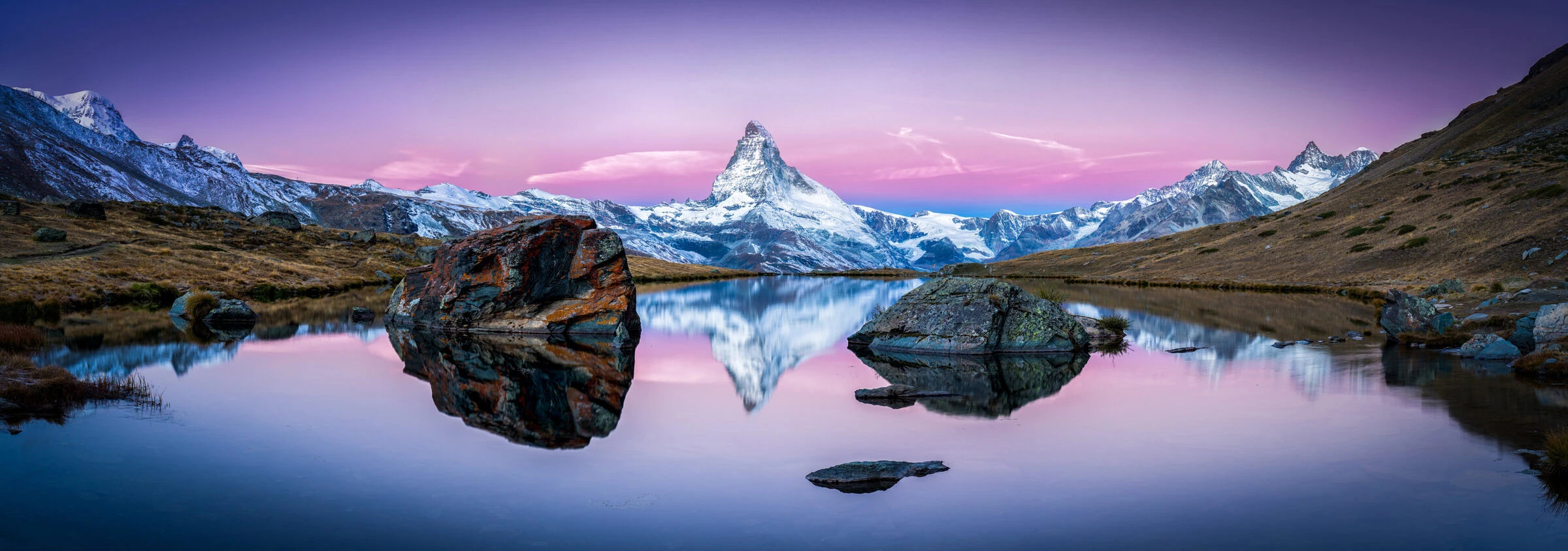 The Matterhorn reflected in Stellisee, Zermatt
