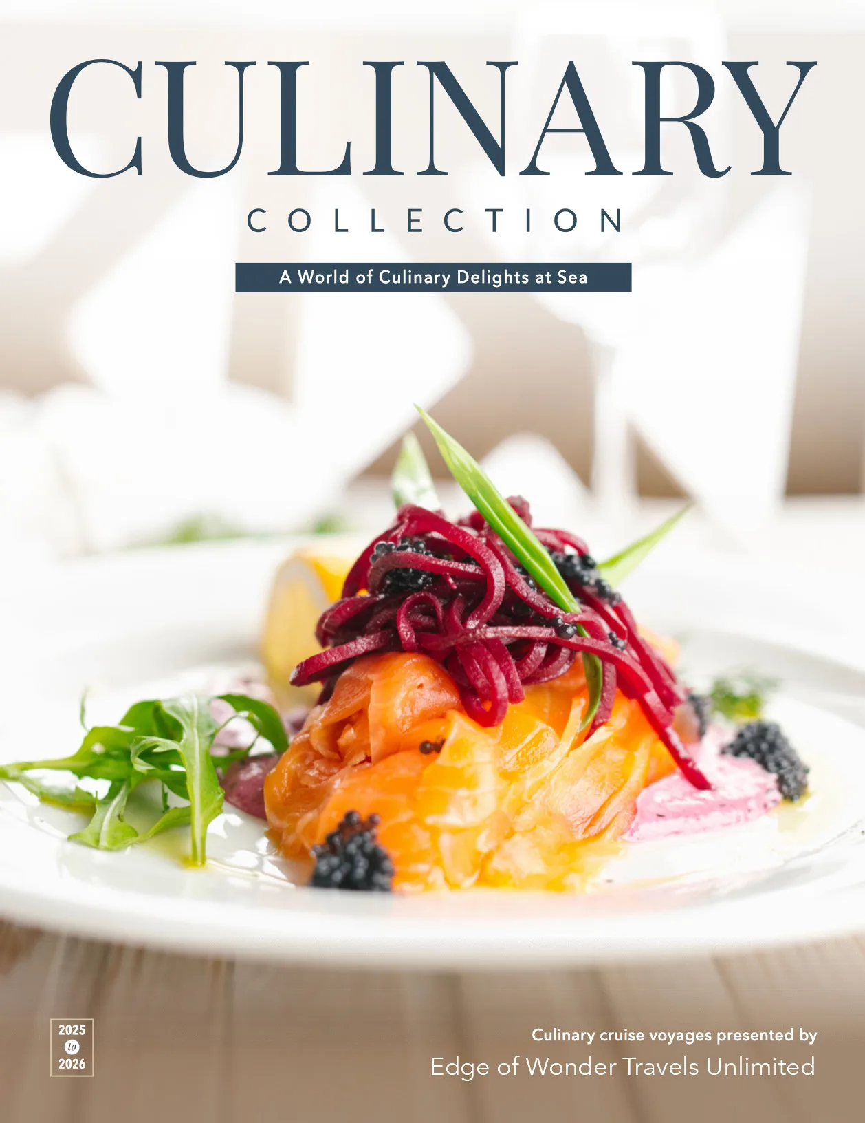 Culinary Collection 2025-2026 brochure cover — a world of culinary delights at sea