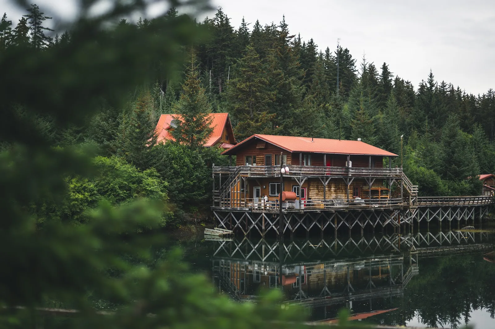 Tutka Bay Lodge built out over the water, Kachemak Bay